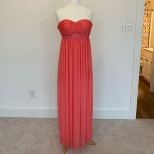 Coral Strapless Formal Dress - Prom